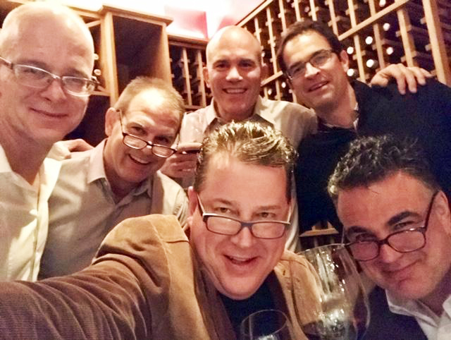NYC holiday fun (left to right): Rich Owens ’90, Tom Ritchie ’89, Jeff Woodring ’93, Joel Stevens ’90, Jack Gonzalez ’91, and Bill Callis ’90.